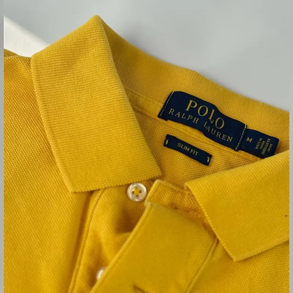 Polo Ralph Lauren Slim Fit Polo Shirt Men’s Medium Yellow Pony Logo Cotton